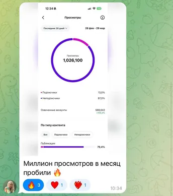 Скриншот статистики ученика