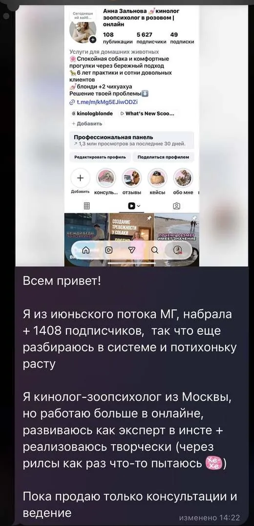 скриншот из чата учеников