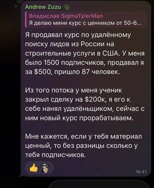 скриншот из чата учеников